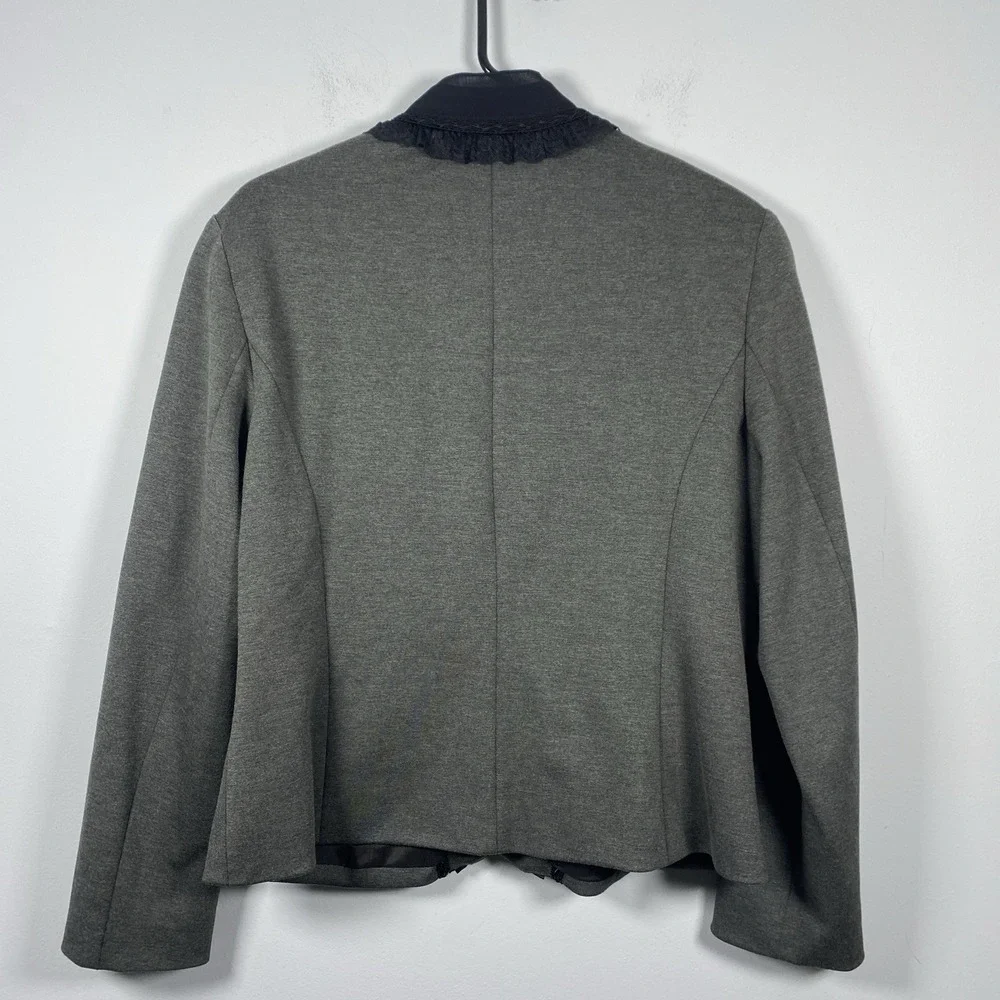 Coldwater Creek Women's Size 16‎ Grey Ruffled Ponte Jacket Blazer Mature Office